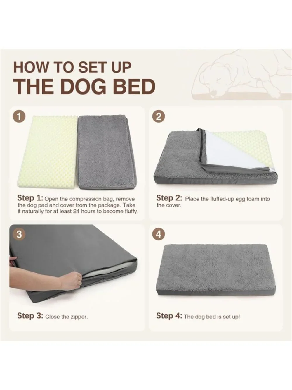 35in Dog Bed Large Dog Orthopedic Crate Bed with Removable Washable L（35*22*3）